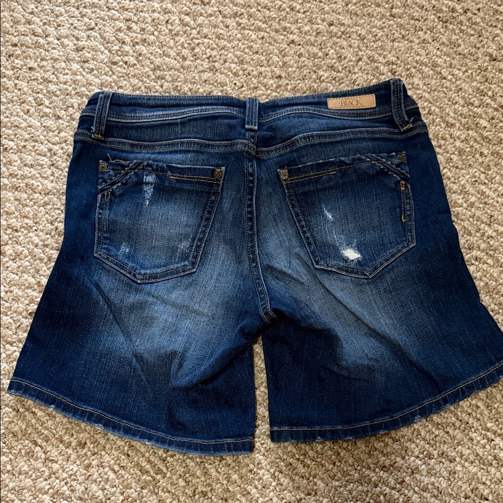 Buckle Dark Blue Jean Shorts